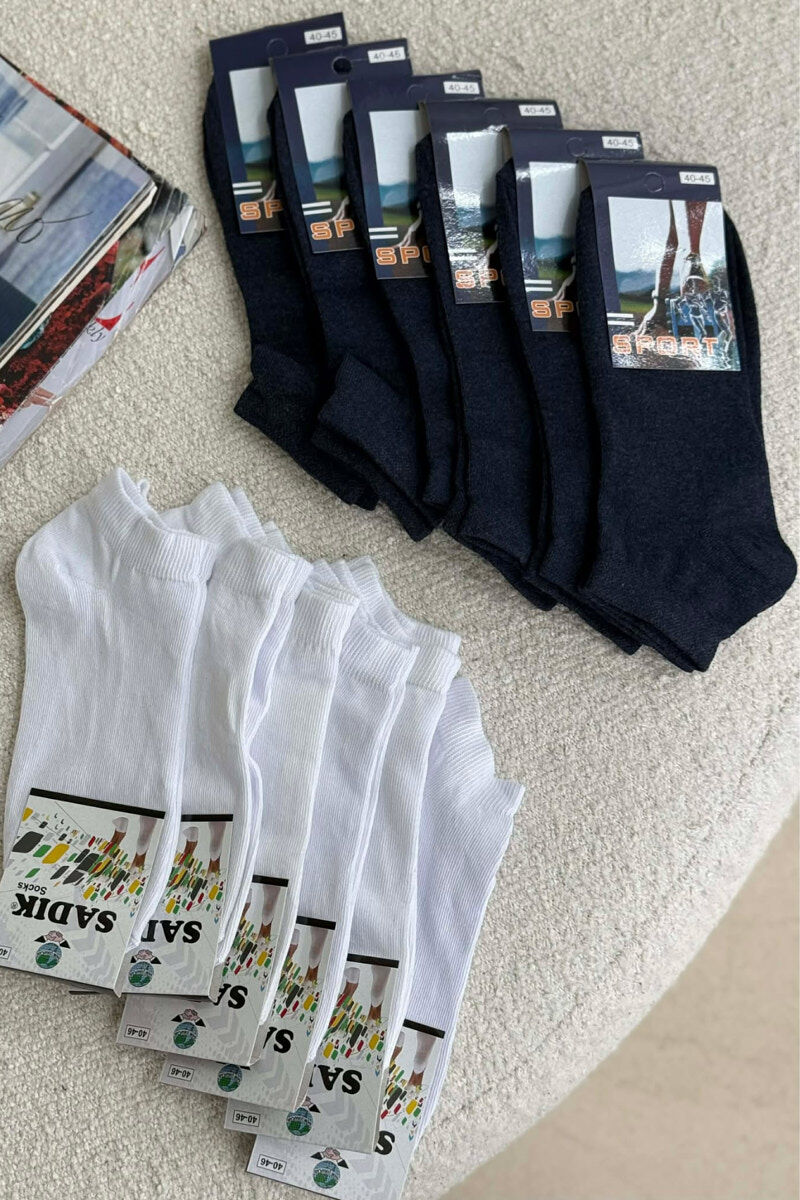 12 PAIR COTTON SHORT MEN SOCKS WHITE-BLUE/BABL - 2