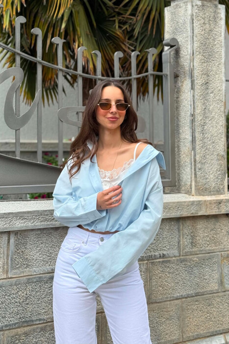 2 NË 1 KËMISHË+KANATIERE PËR FEMRA NË NGJYRËN BLU TE ZBARDHUR - KLAUDIO FASHION
