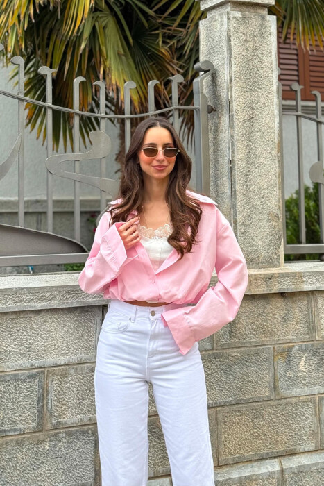 2 IN 1 SHIRT+TANK TOP WOMEN SET PINK/ROZE - KLAUDIO FASHION