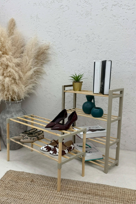 2-PIECE SHELF SET (4 TIER + 2 TIER) BEIGE/BEZHE - 2