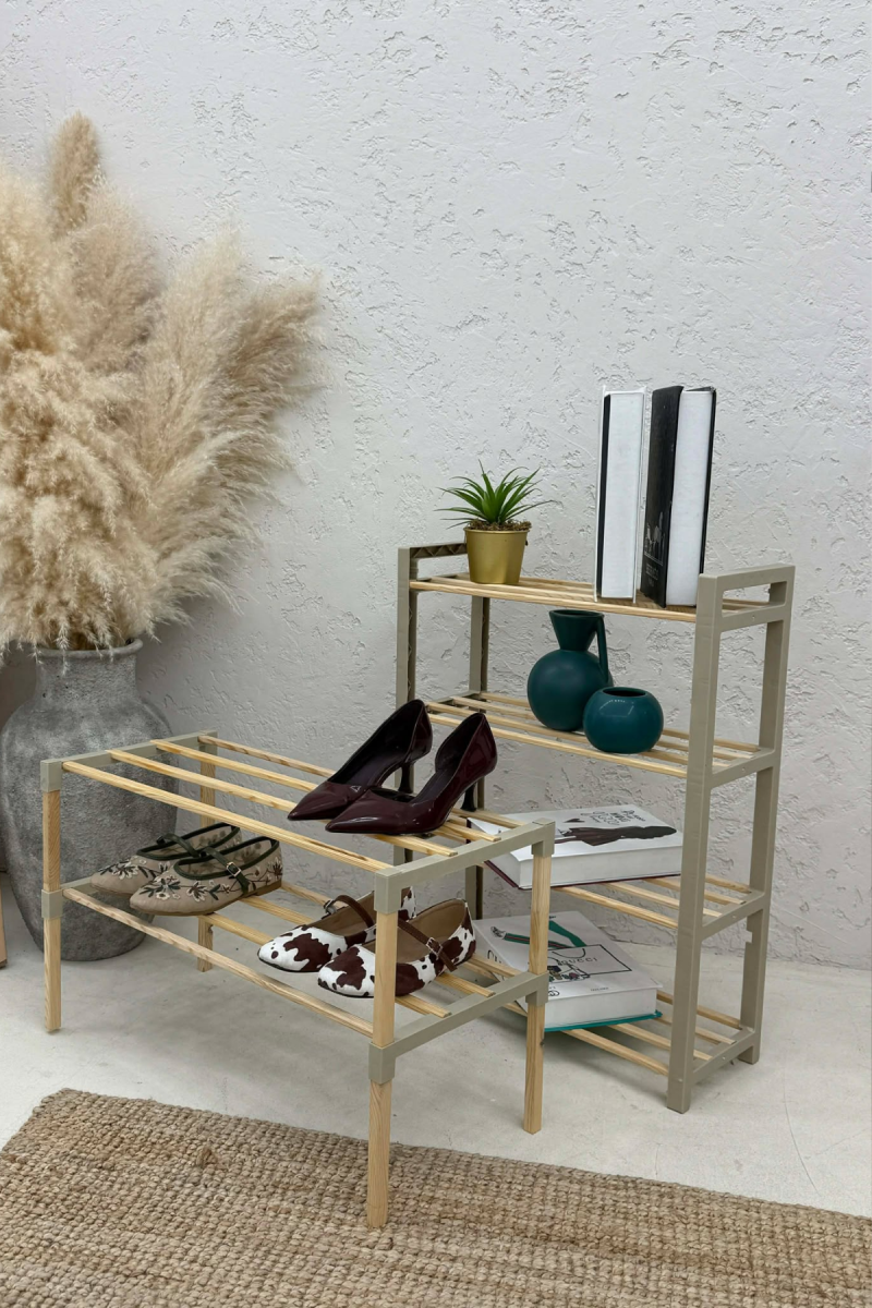 2-PIECE SHELF SET (4 TIER + 2 TIER) BEIGE/BEZHE - 2