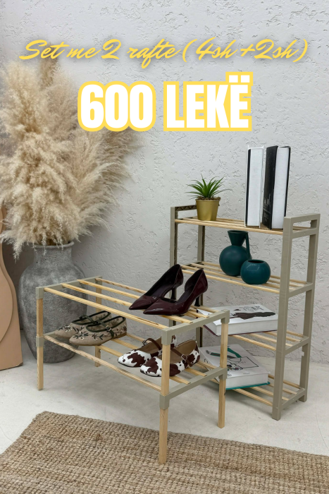 2-PIECE SHELF SET (4 TIER + 2 TIER) BEIGE/BEZHE - 