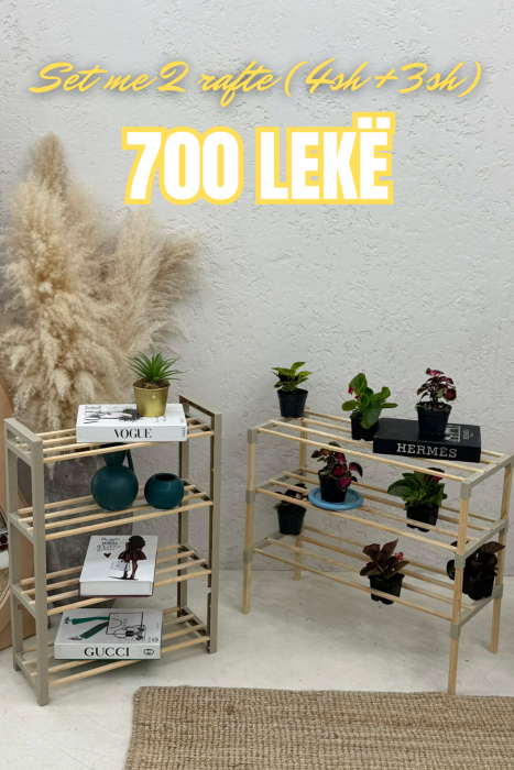 2-PIECE SHELF SET (4 TIER + 3 TIER) BEIGE/BEZHE - 1