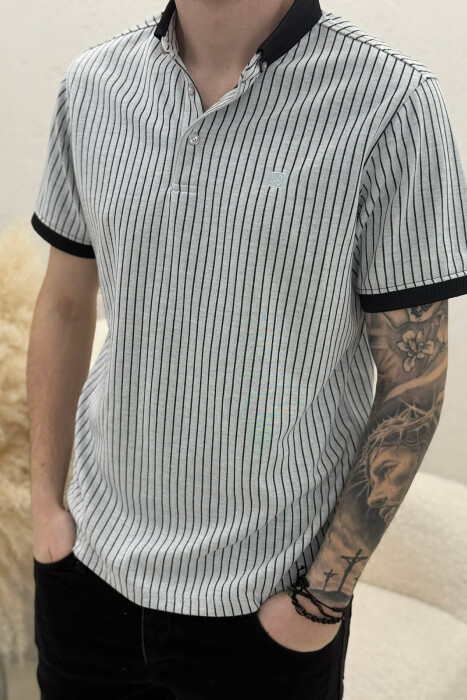 PACK OF 2 PIECES LINES DESIGN MEN T-SHIRT BLACK-LIGHT GREY/ZEGZ - 4