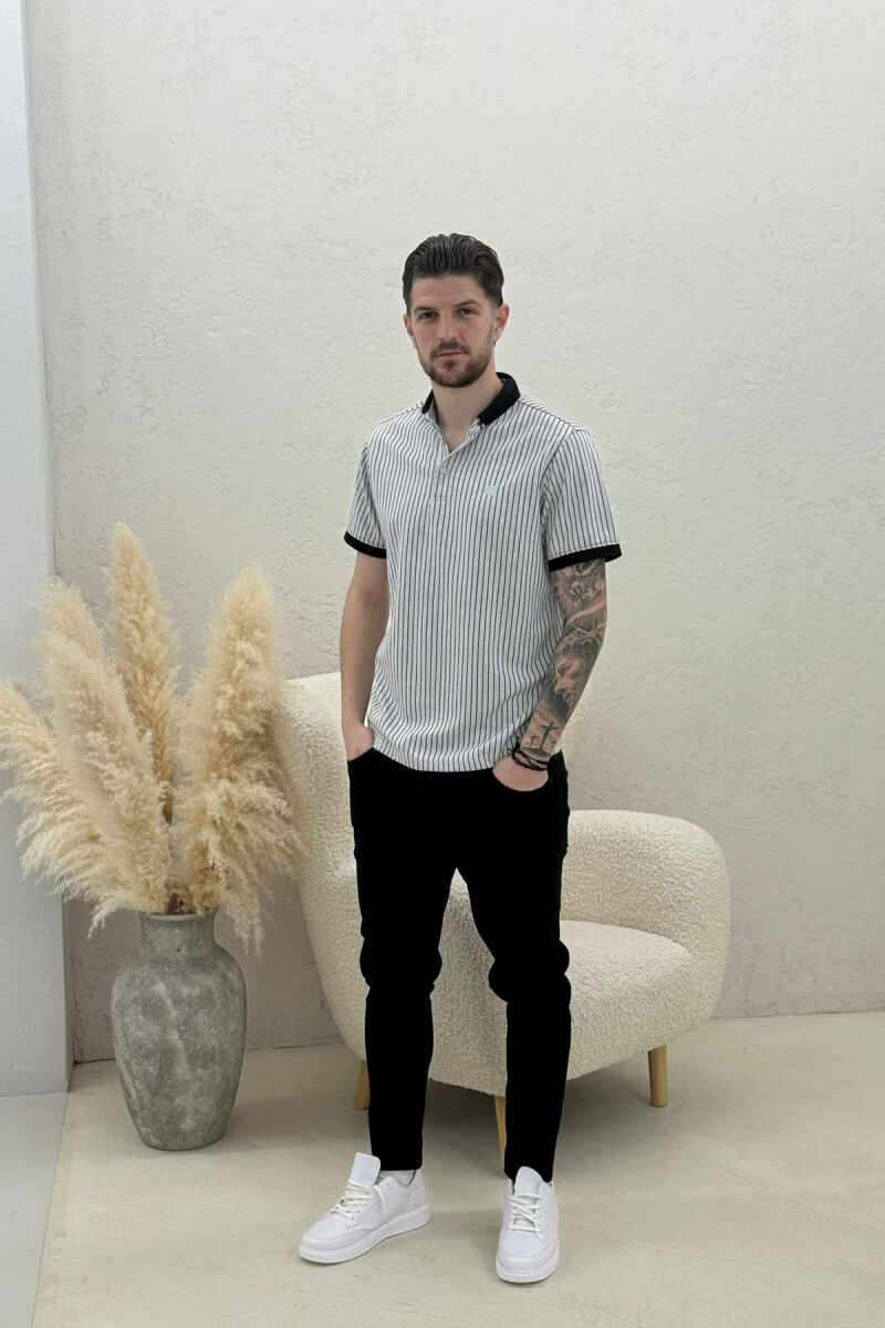 PACK OF 2 PIECES LINES DESIGN MEN T-SHIRT BLACK-LIGHT GREY/ZEGZ - 5