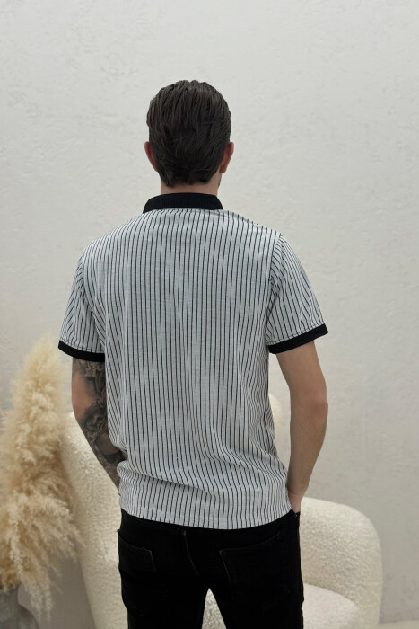 PACK OF 2 PIECES LINES DESIGN MEN T-SHIRT BLACK-LIGHT GREY/ZEGZ - 6