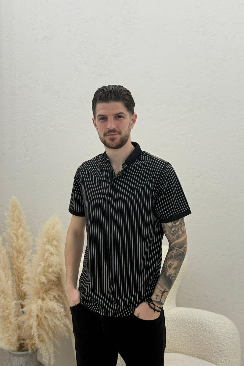 PACK OF 2 PIECES LINES DESIGN MEN T-SHIRT BLACK-LIGHT GREY/ZEGZ - 7