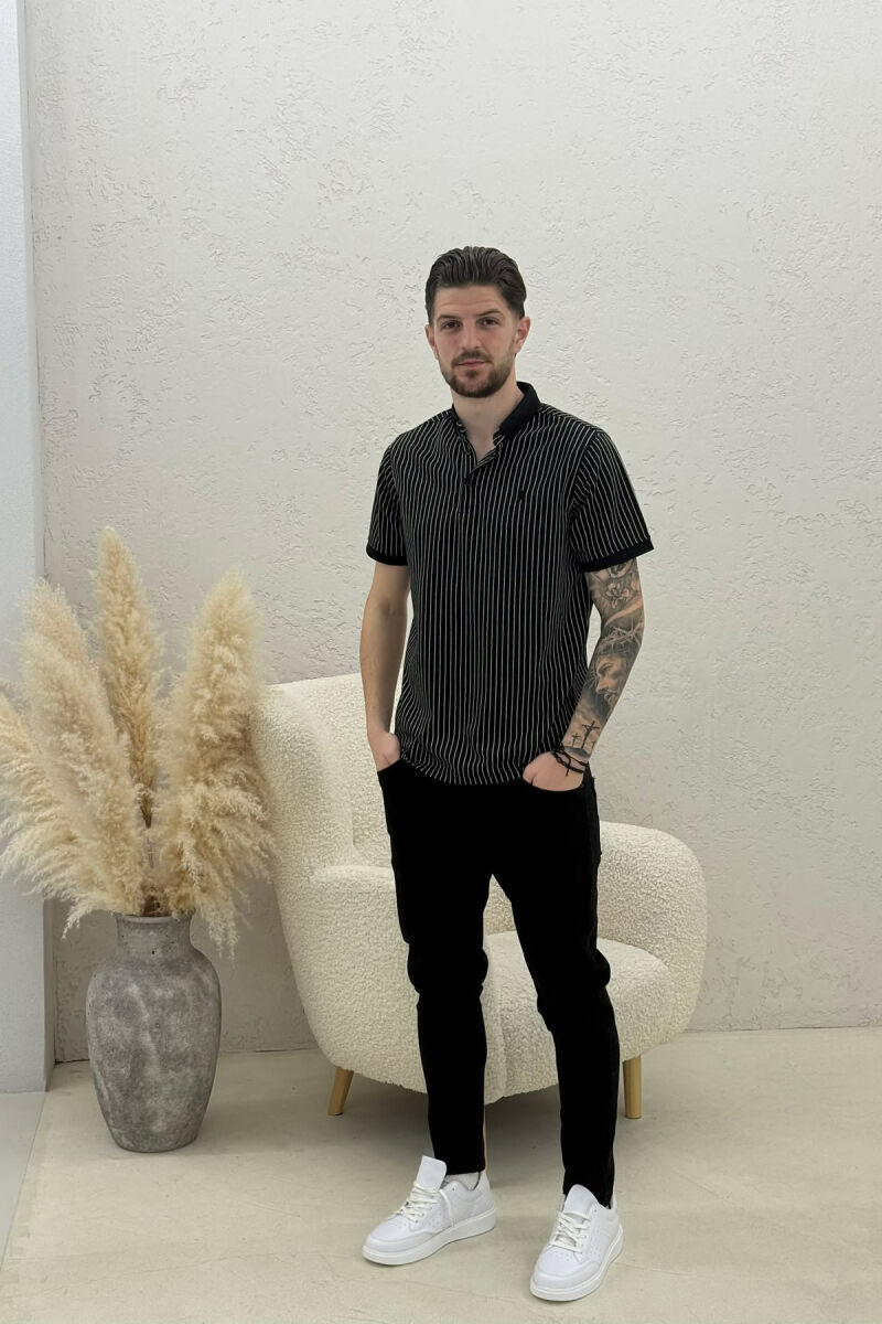 PACK OF 2 PIECES LINES DESIGN MEN T-SHIRT BLACK-LIGHT GREY/ZEGZ - 9