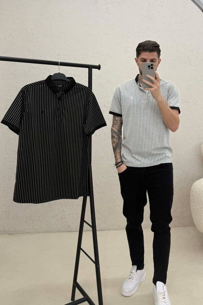 PACK OF 2 PIECES LINES DESIGN MEN T-SHIRT BLACK-LIGHT GREY/ZEGZ - 2