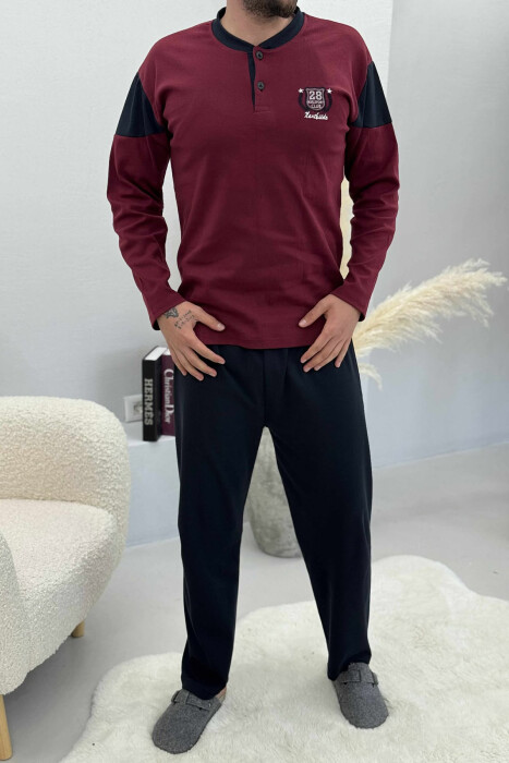 28 CLUB ROUND NECK SIMPLE MEN PYJAMAS BURGUNDY/VISHNJE - 1