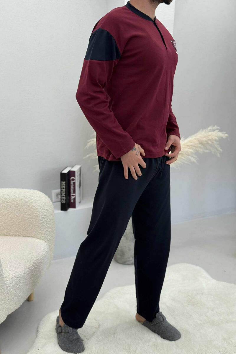 28 CLUB ROUND NECK SIMPLE MEN PYJAMAS BURGUNDY/VISHNJE - 2