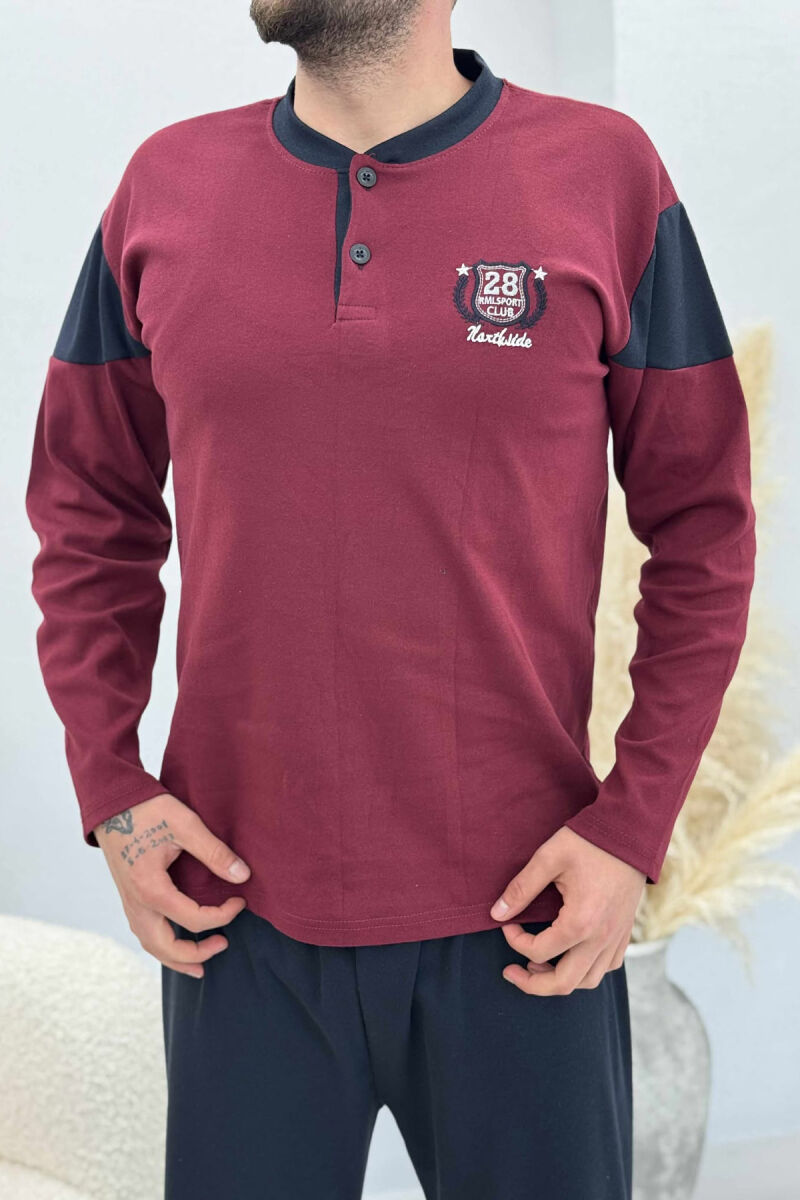 28 CLUB ROUND NECK SIMPLE MEN PYJAMAS BURGUNDY/VISHNJE - 3