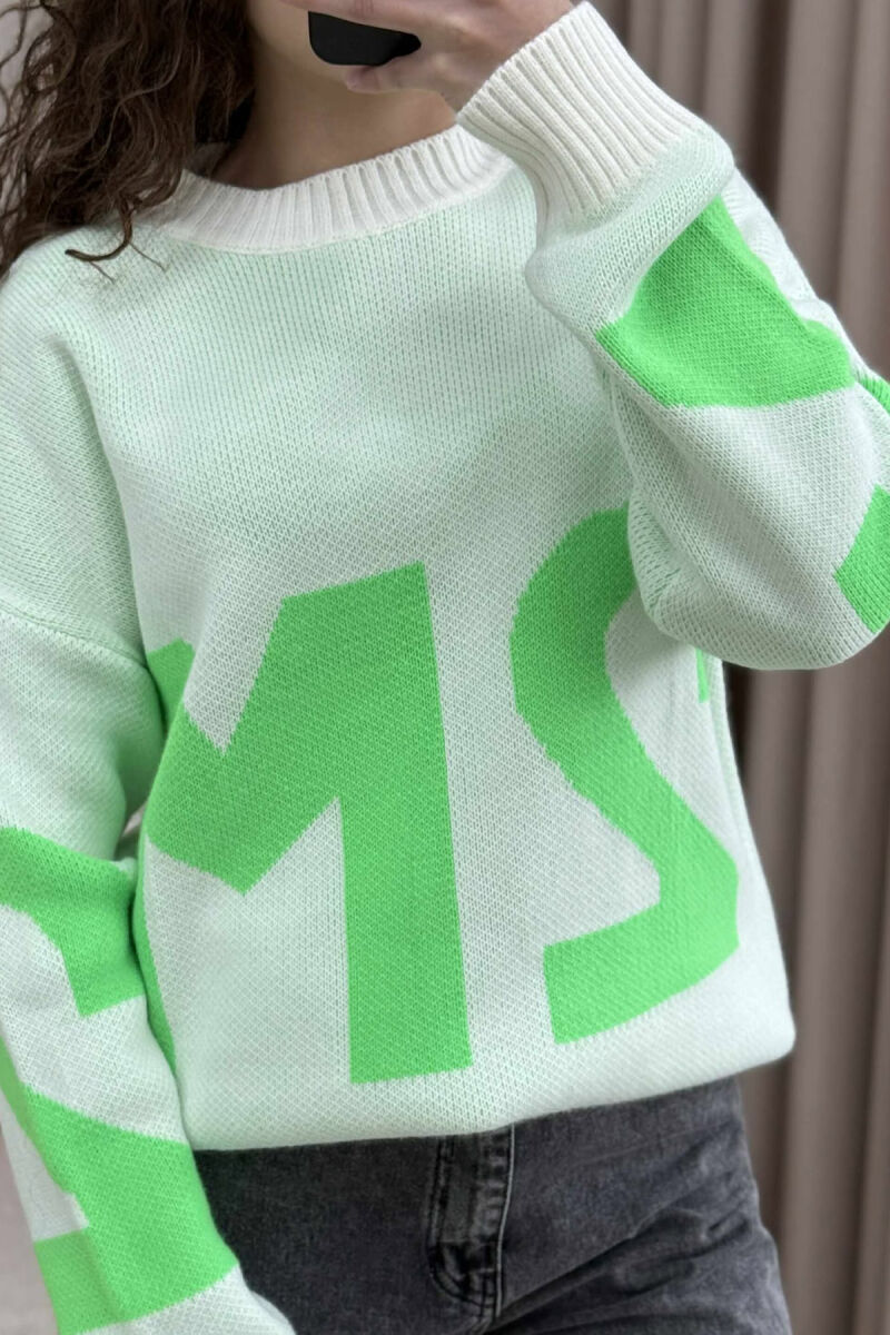 2M FRONT WRITTING KNITTED WOMEN SWEATER MINT/MENTE - 4