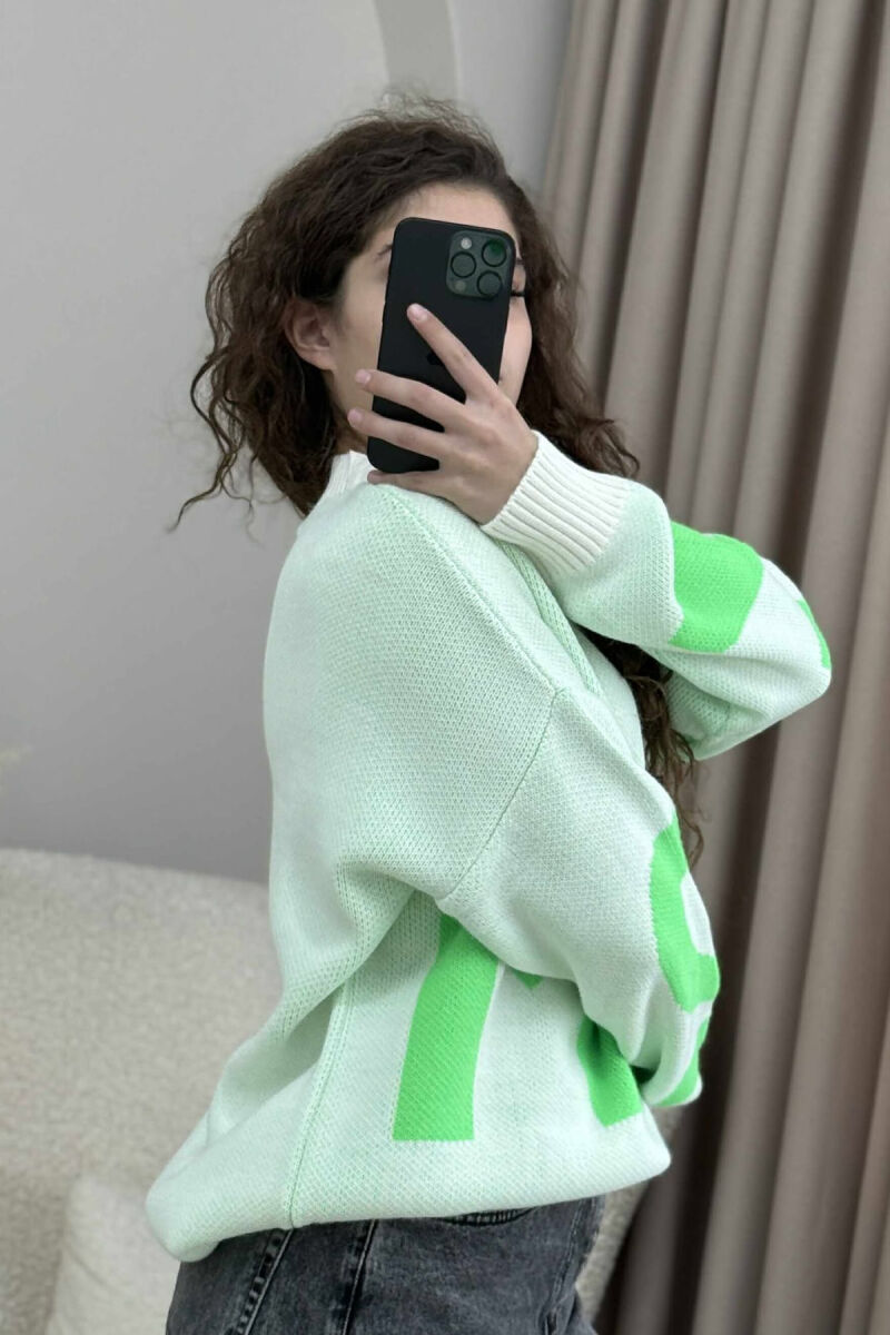 2M FRONT WRITTING KNITTED WOMEN SWEATER MINT/MENTE - 5