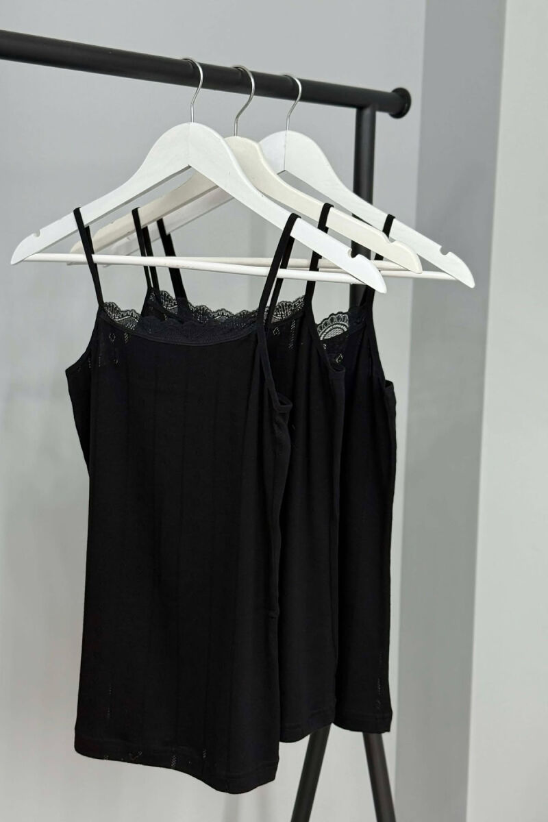 3 PIECE LACE DETAIL ONE COLOR WOMEN SINGET BLACK/ E ZEZE - 4