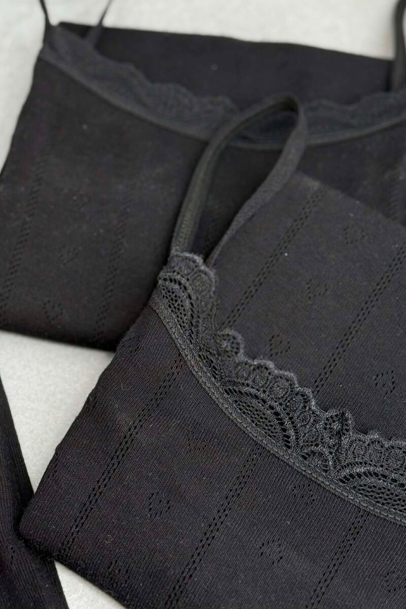 3 PIECE LACE DETAIL ONE COLOR WOMEN SINGET BLACK/ E ZEZE - 2