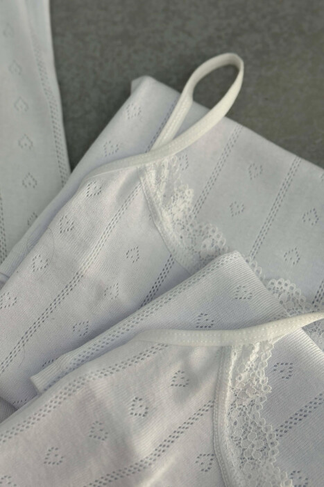 3 PIECE LACE DETAIL ONE COLOR WOMEN SINGET WHITE-E BARDHE - 2