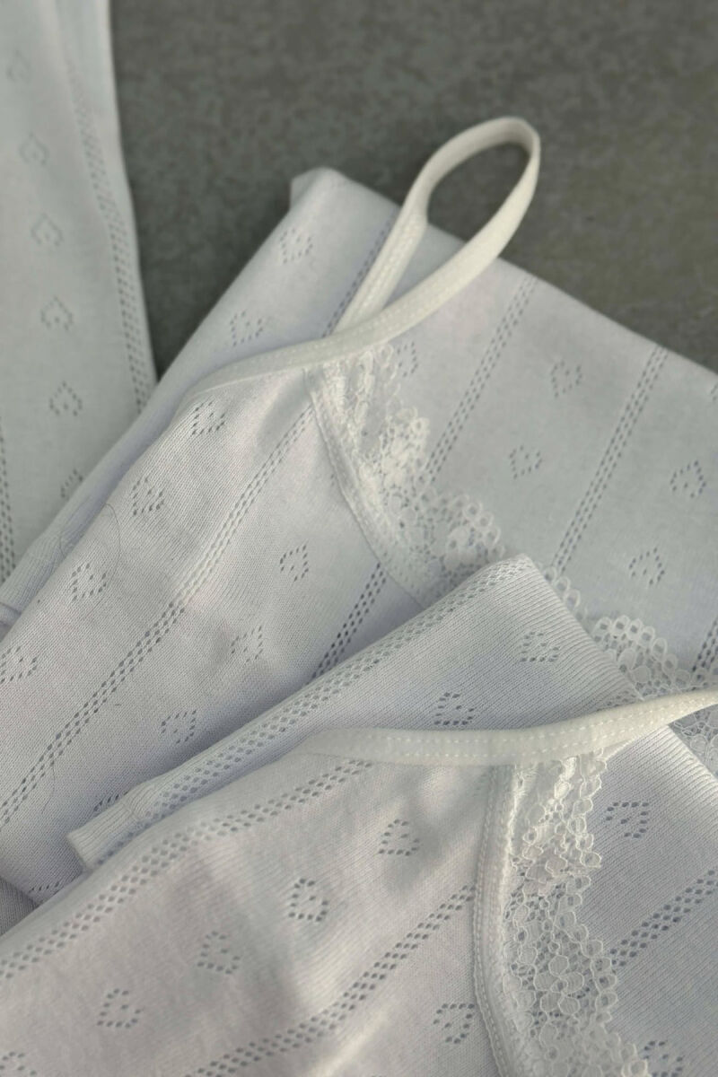 3 PIECE LACE DETAIL ONE COLOR WOMEN SINGET WHITE-E BARDHE - 2