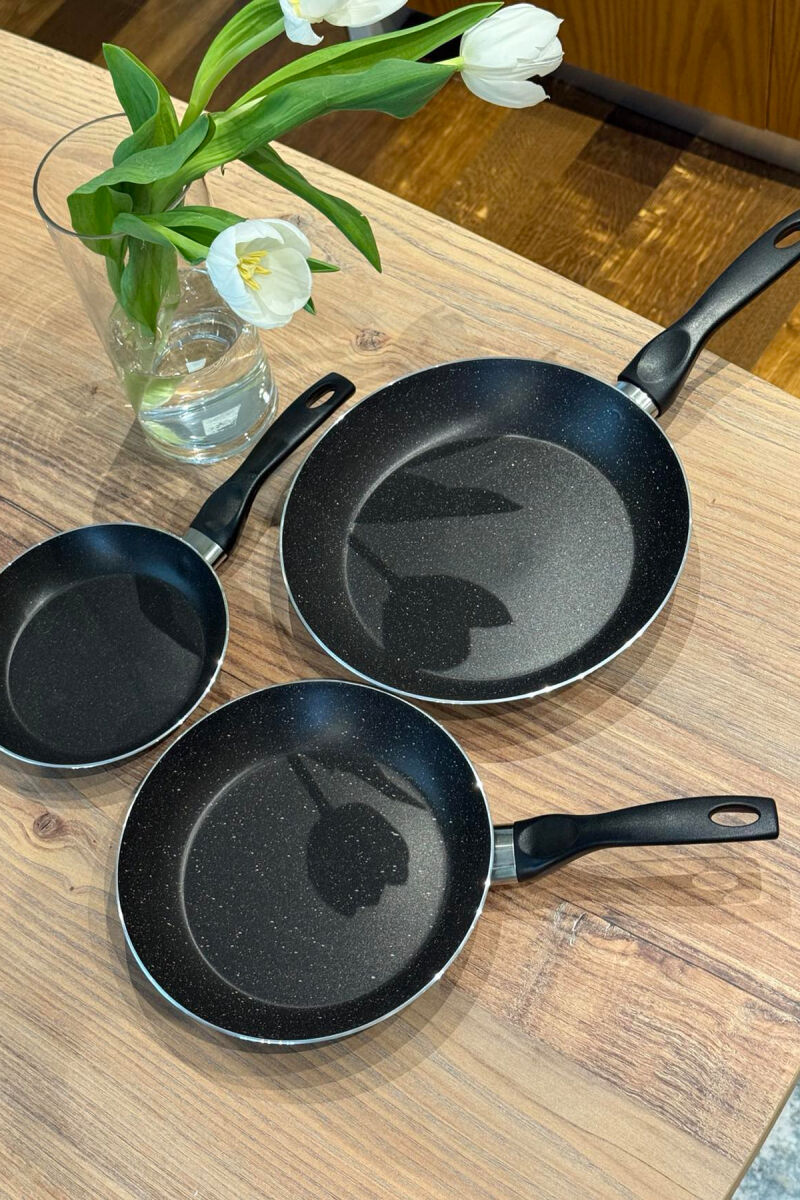 3 PIECES FRYING PAN SET 18-22-26 CM BLACK/ E ZEZE - 2