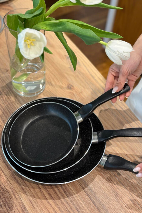 3 PIECES FRYING PAN SET 18-22-26 CM BLACK/ E ZEZE - 13