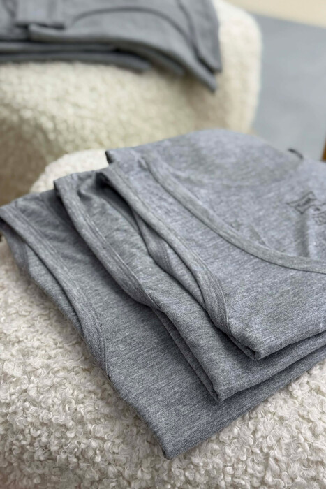 3 PIECES ONE COLOR MEN SINGET GREY/GRI 