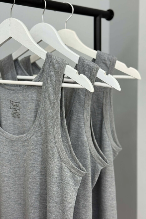 3 PIECES ONE COLOR MEN SINGET GREY/GRI - 5