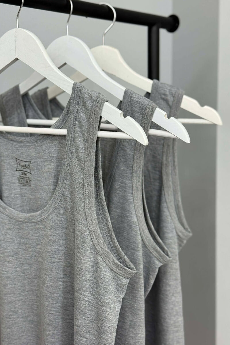 3 PIECES ONE COLOR MEN SINGET GREY/GRI - 5