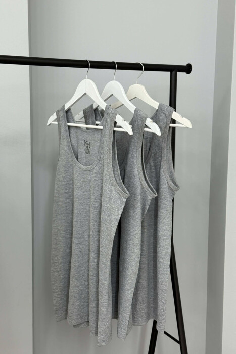 3 PIECES ONE COLOR MEN SINGET GREY/GRI - 4