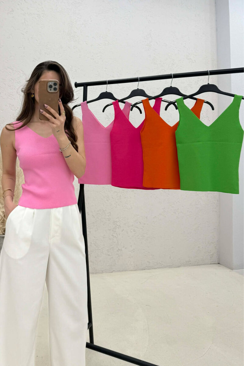 5 PIECES OF SOFT MATERIAL V-NECK WOMAN TANK TOPS MULTIPLE/SHNGJ - 2
