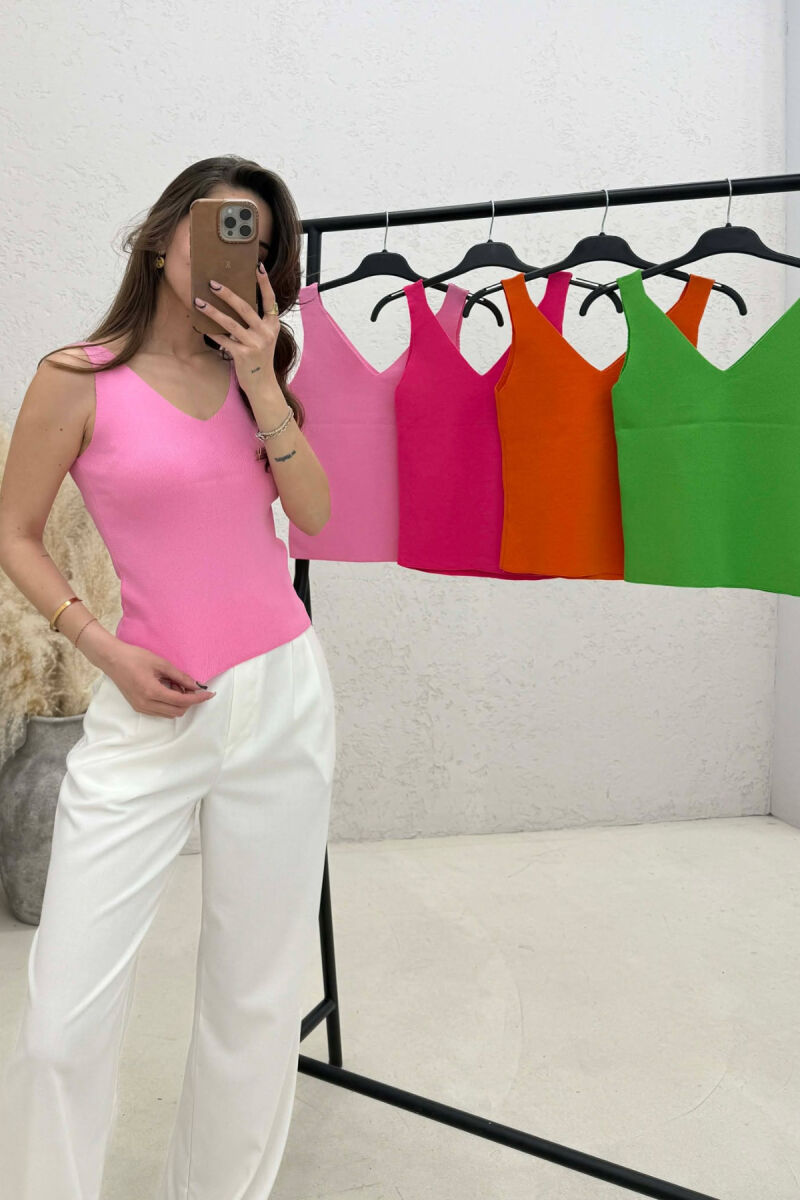 5 PIECES OF SOFT MATERIAL V-NECK WOMAN TANK TOPS MULTIPLE/SHNGJ - 3