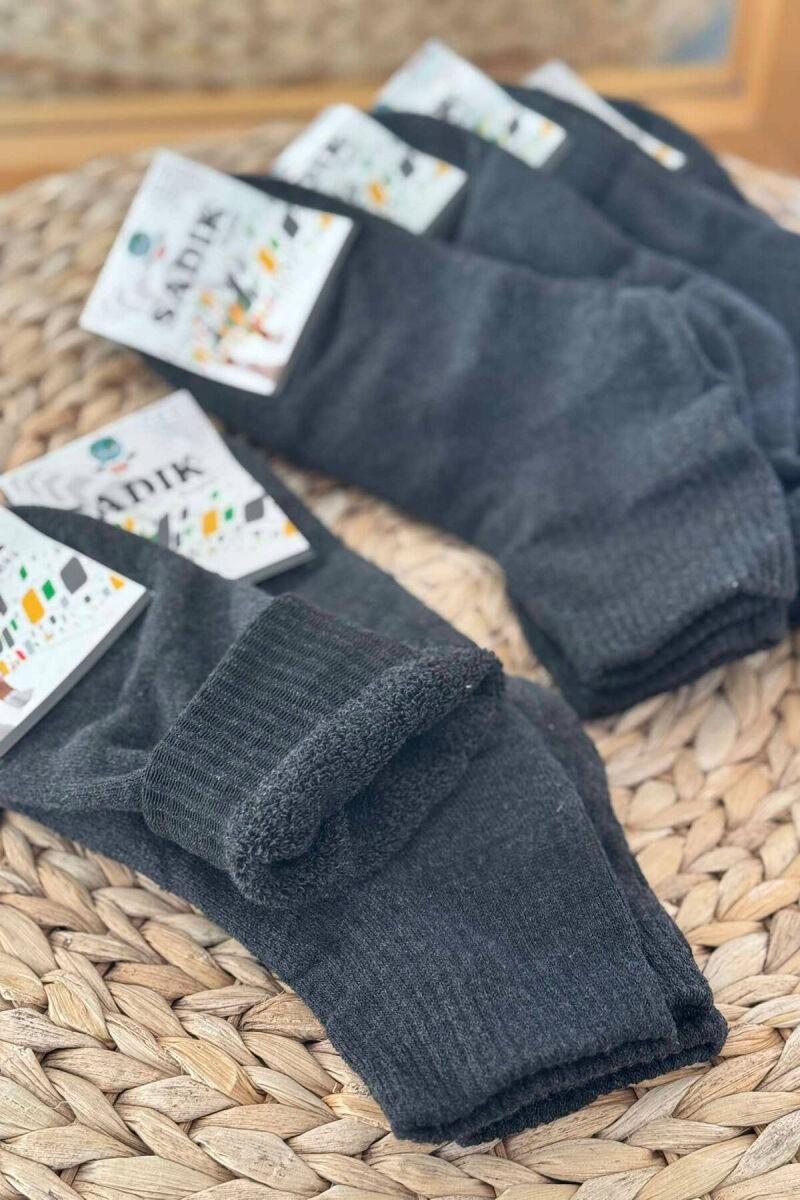 6 PAIR COSY MEN SOCKS DARK GREY/GEE - 5