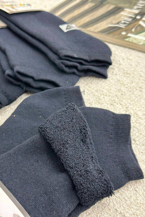 6 PAIR COSY SHORT MEN SOCKS DARK BLUE/BEE - 3