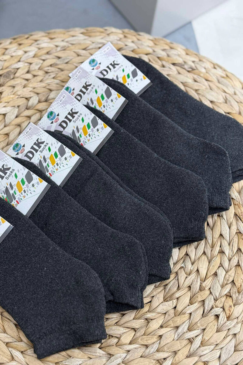 6 PAIR COSY SHORT MEN SOCKS DARK GREY/GEE - 1