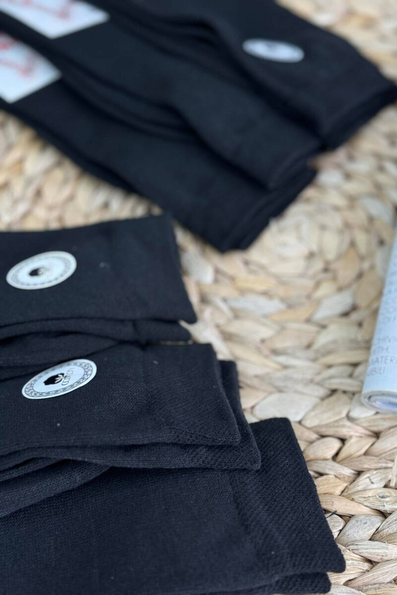 6 PAIR COTTON ONE COLOR CREW SOCKS BLACK/ E ZEZE - 3