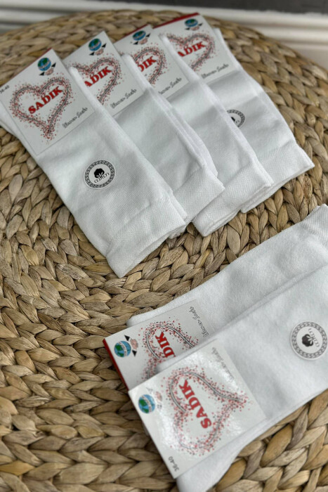 6 PAIR COTTON ONE COLOR CREW SOCKS WHITE-E BARDHE - 3