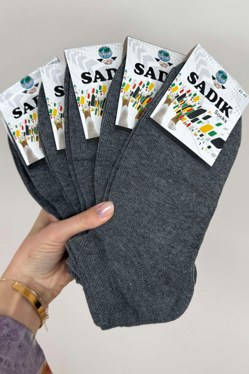 6 PAIR COTTON SHORT MEN SOCKS GREY/GRI - 4