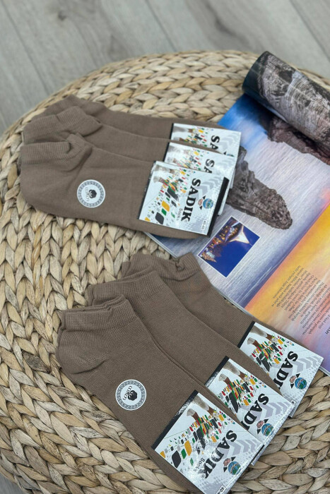 6 PAIR COTTON SHORT MEN SOCKS DARK BEIGE/BEZHE ERRET 