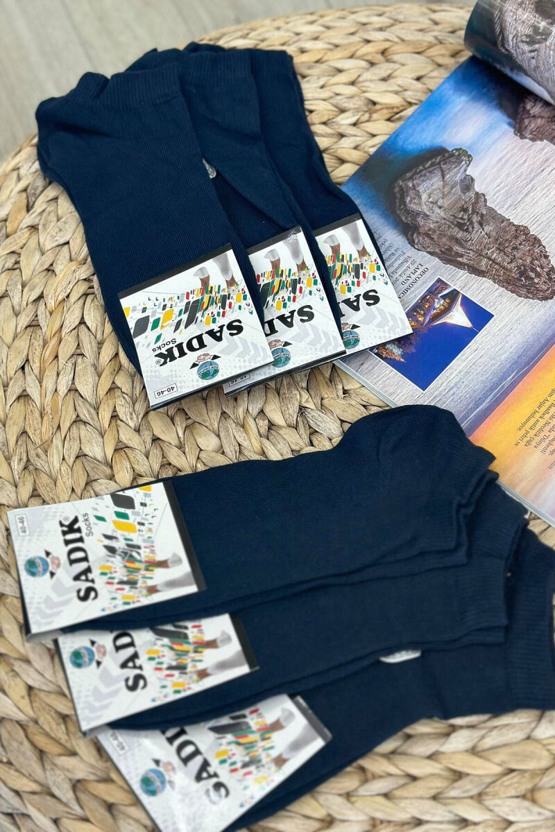 6 PAIR COTTON SHORT MEN SOCKS DARK BLUE/BEE - 2