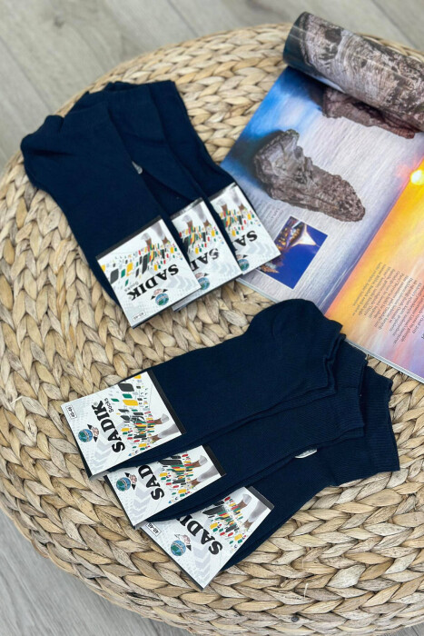 6 PAIR COTTON SHORT MEN SOCKS DARK BLUE/BEE - 3