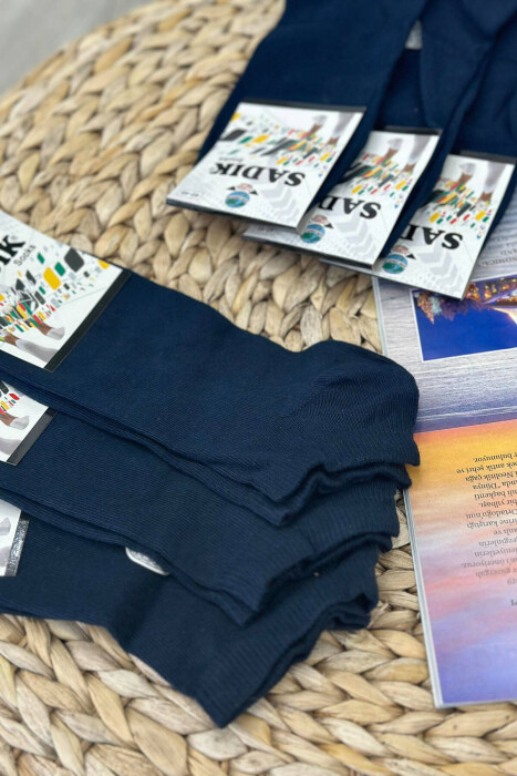 6 PAIR COTTON SHORT MEN SOCKS DARK BLUE/BEE - 4