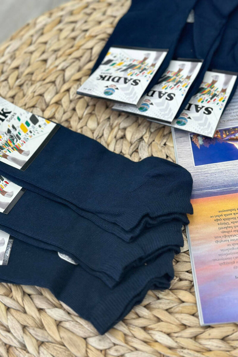 6 PAIR COTTON SHORT MEN SOCKS DARK BLUE/BEE - 4