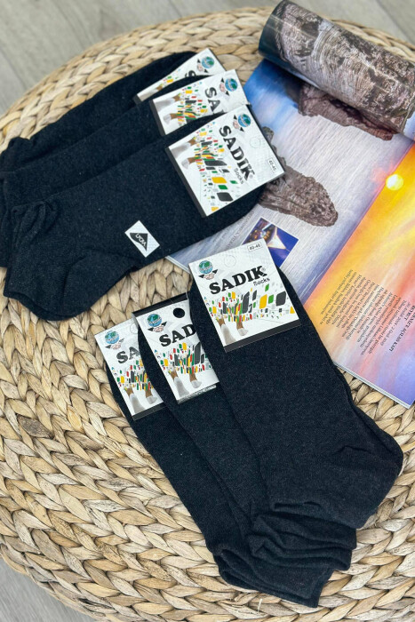 6 PAIR COTTON SHORT MEN SOCKS DARK GREY/GEE - 1