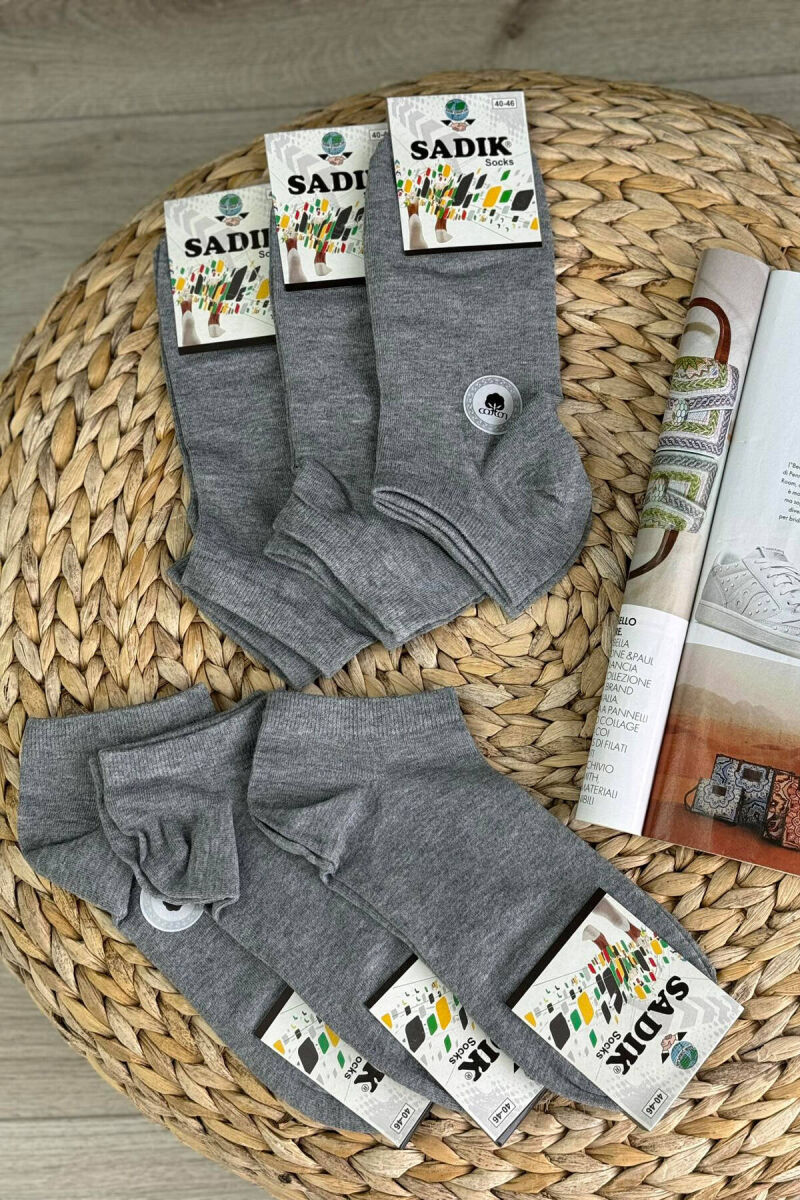 6 PAIR COTTON SHORT MEN SOCKS GREY/GRI - 1