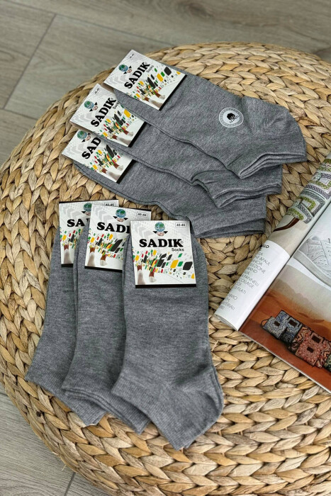 6 PAIR COTTON SHORT MEN SOCKS GREY/GRI - 4