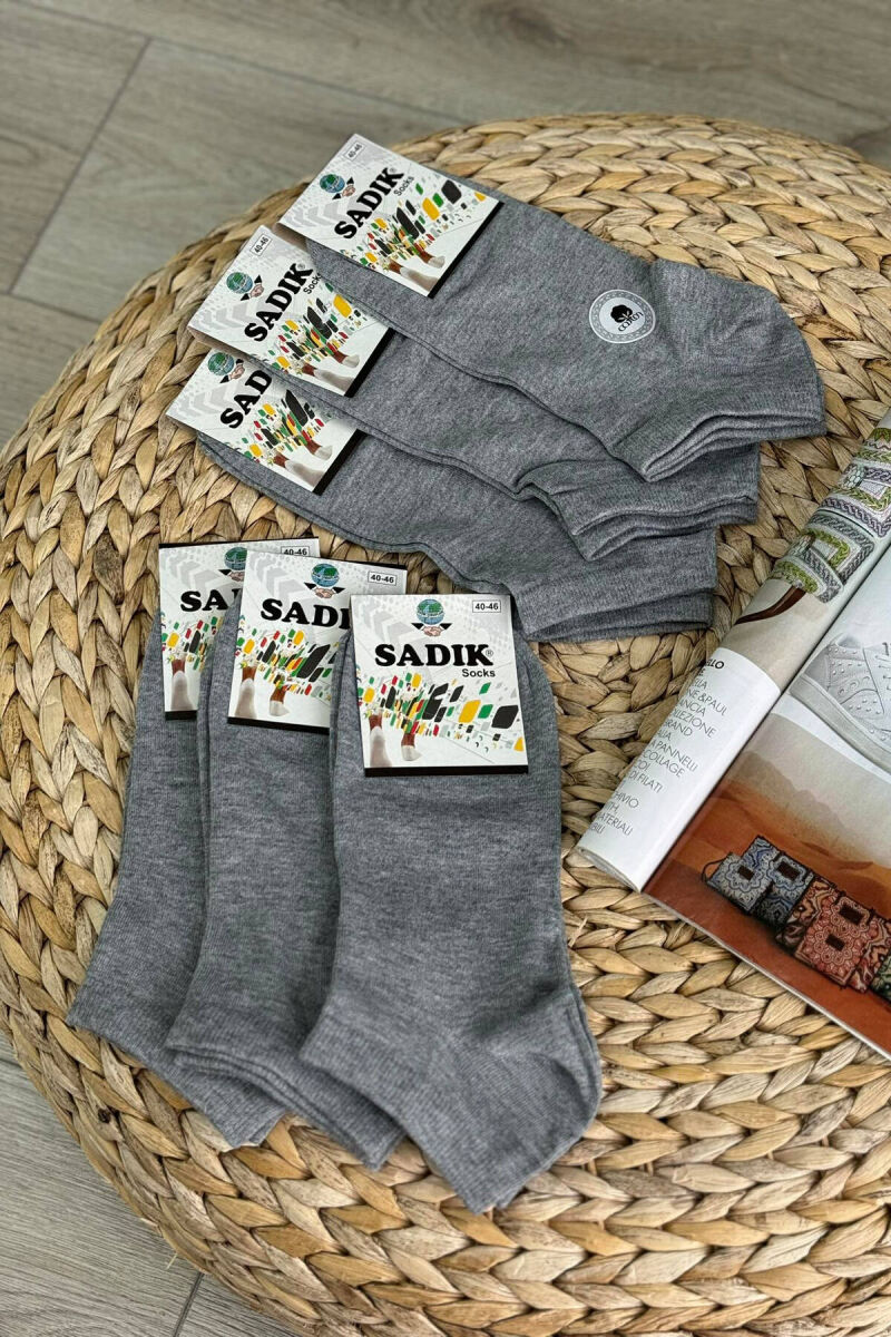 6 PAIR COTTON SHORT MEN SOCKS GREY/GRI - 4