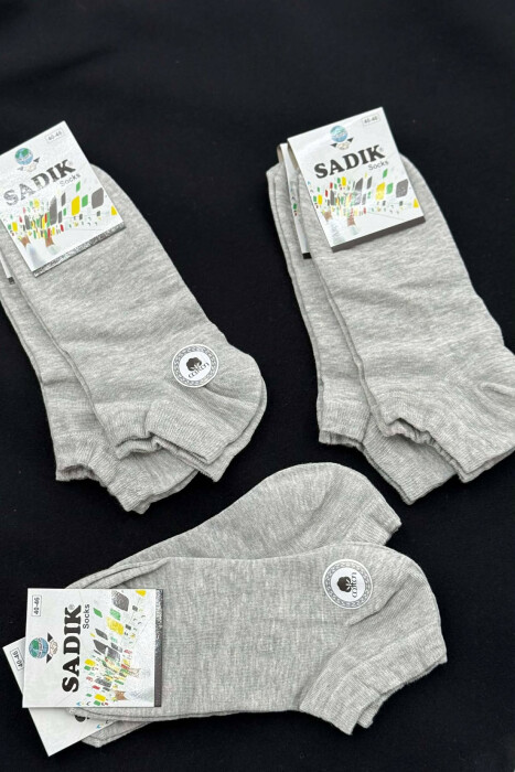 6 PAIR COTTON SHORT MEN SOCKS LIGHT GREY/GZ - 1