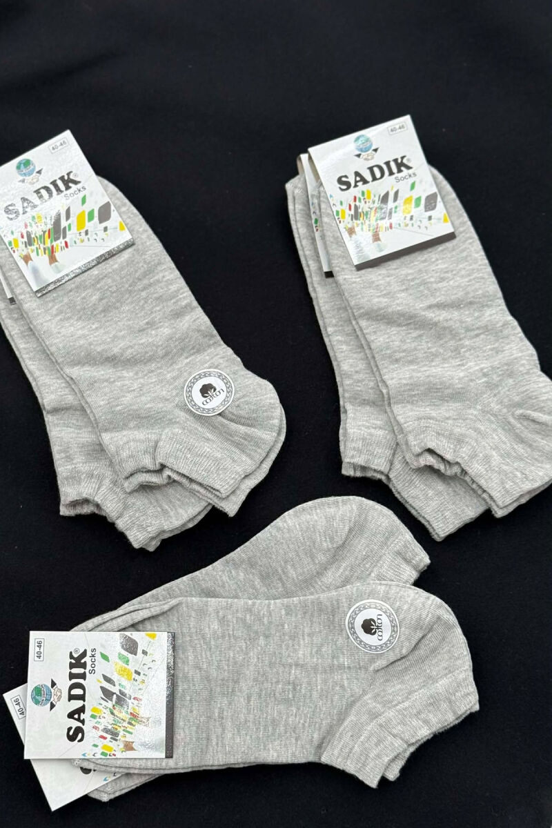 6 PAIR COTTON SHORT MEN SOCKS LIGHT GREY/GZ - 1