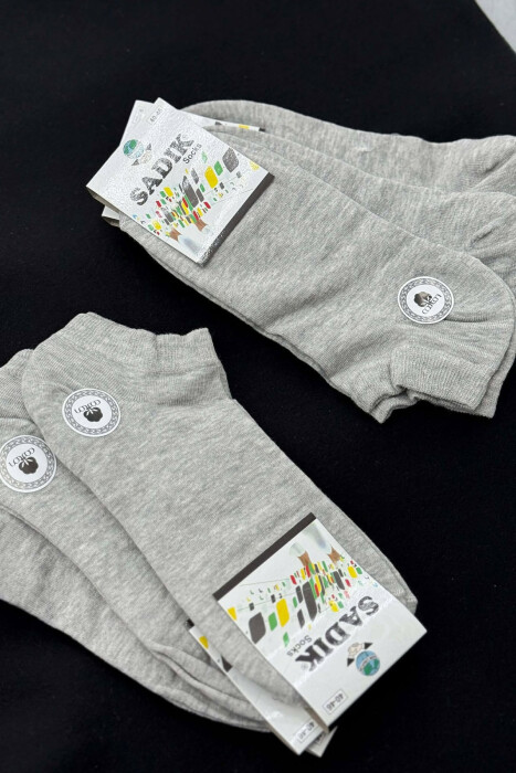 6 PAIR COTTON SHORT MEN SOCKS LIGHT GREY/GZ - 4