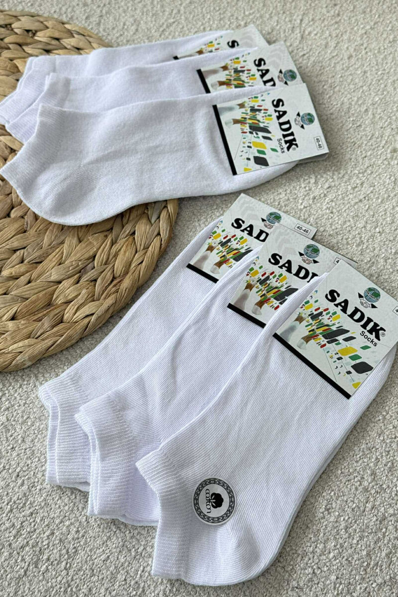 6 PAIR COTTON SHORT MEN SOCKS WHITE-E BARDHE - 2