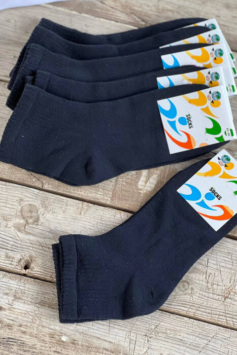 6 PAIR ONE COLOR MEN ANKLE SOCKS BLUE/BLU - KLAUDIO FASHION